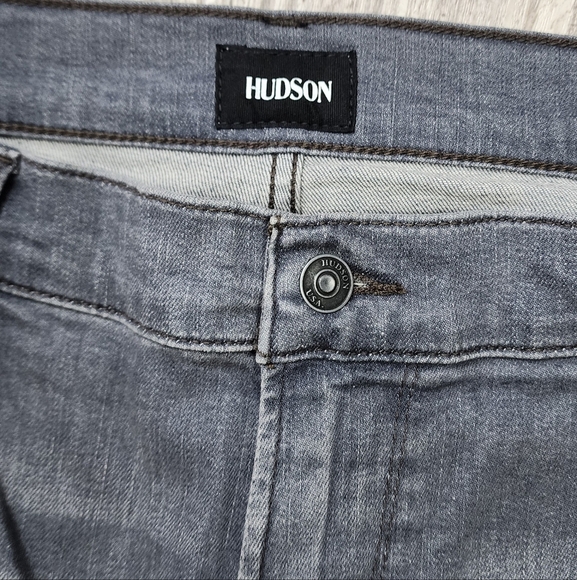 Hudson Blake Bronx Slim Straight Zip Fly Distressed Jeans Grey Men's Size 38 - Picture 4 of 9